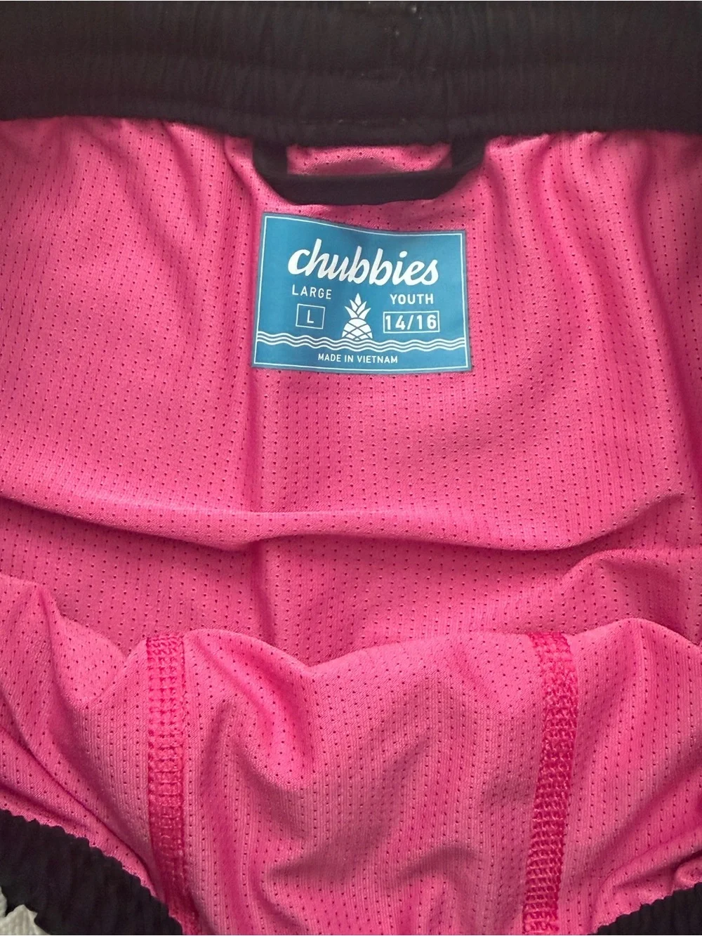 chubbies Black Kids Swim Trunks with White Drawstring